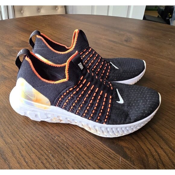 Nike React Phantom Run Flyknit 2 Womens 7 Black/Orange Athletic Running Shoes - Picture 1 of 16